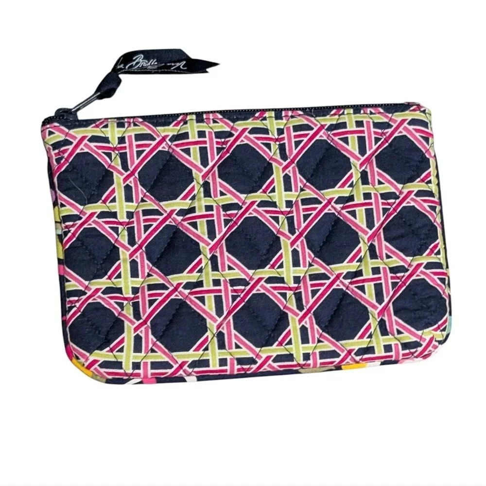 Vera Bradley Ribbons retired geometric small cosmetic bag coin purse novelty - Picture 2 of 6